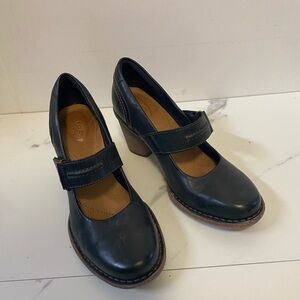 Clarks Navy Leather Heeled Mary Janes